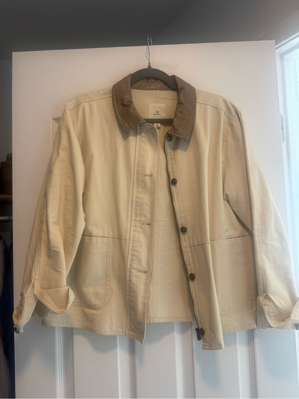 Cream Barn Jacket with Brown Collar